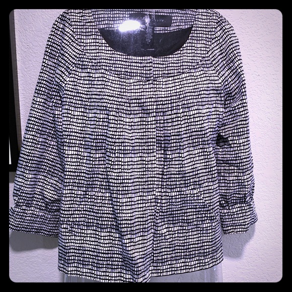 Apostrophe lightweight 3/4 sleeve jacket blazer black and white print - Picture 2 of 4